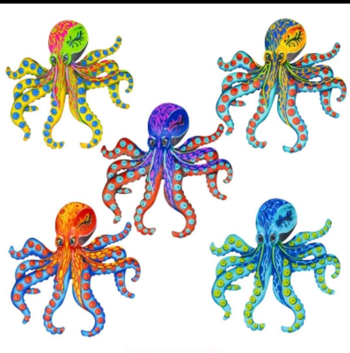 Set of 5 Metal Octopus Wall Decor