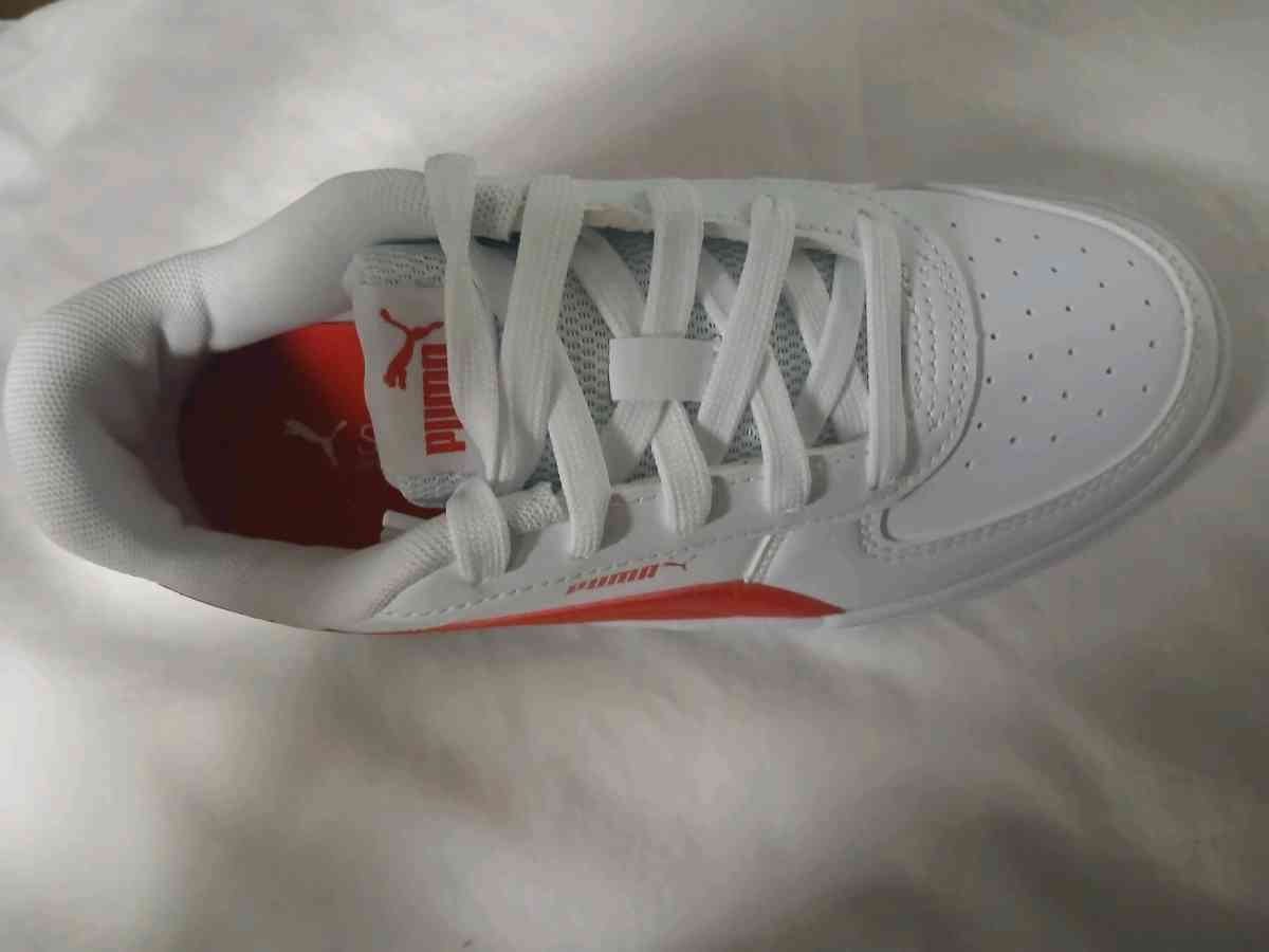 brand new red and white puma sneakers