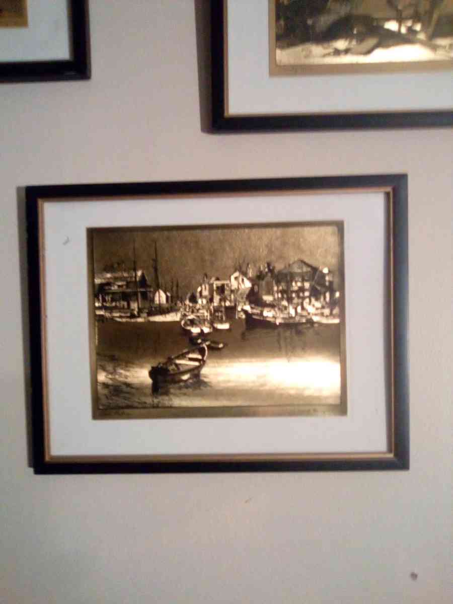 gold plated pictures set of 4