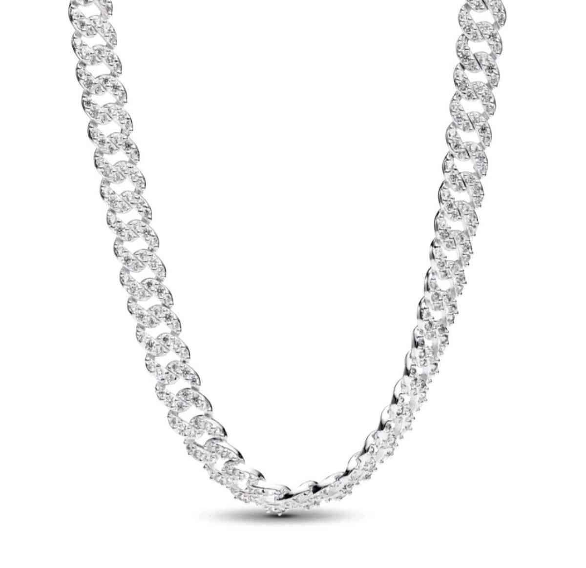 PANDORA STERLING SILVER PAVE CUBAN NECKLACE