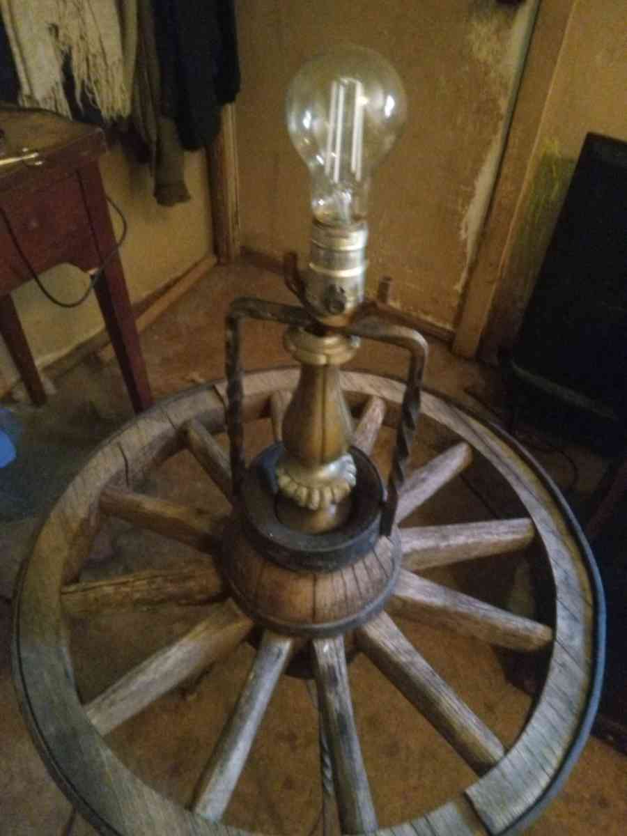 Antique Wagon Wheel Lamp
