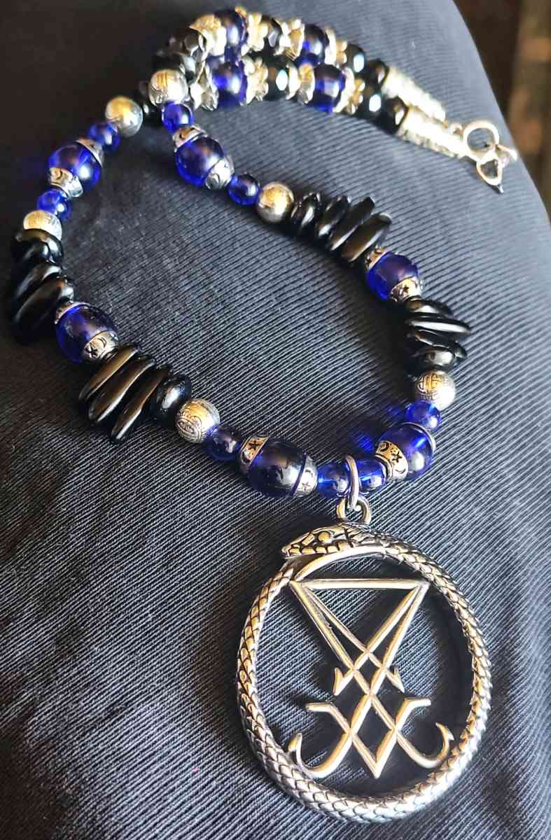 Handmade Lucifer Sigil serpent necklace