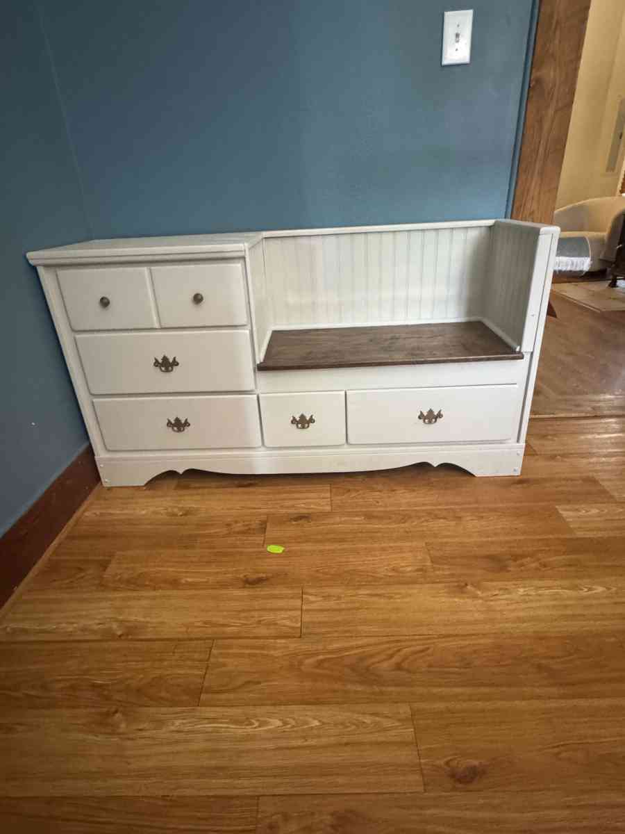 White Cabinet with Seat