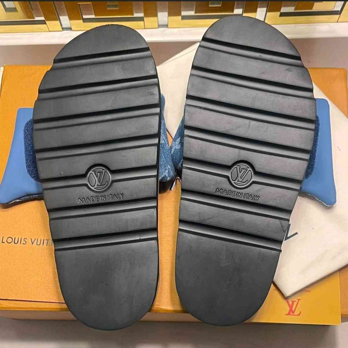 Louis Vuitton Monogram Denim Pillow slides