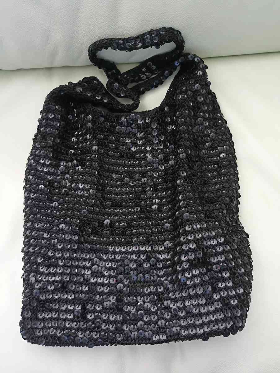 Vintage Sequin Slouchy Hobo Knit Shoulder Bag
