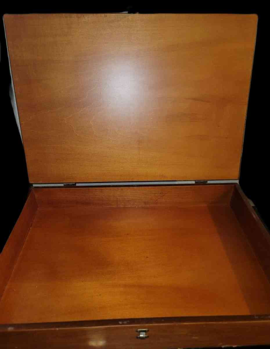 Wooden teachers school classroom documents and mementos case