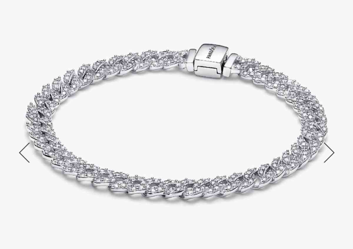 PANDORA TIMELESS PAVE CUBAN CHAIN STERLING SILVER BRACELET