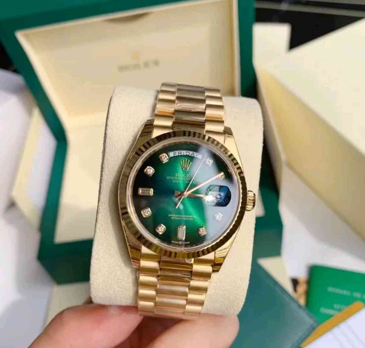 Rolex DayDate Presidential  18K Gold Finish  Green Dial  New