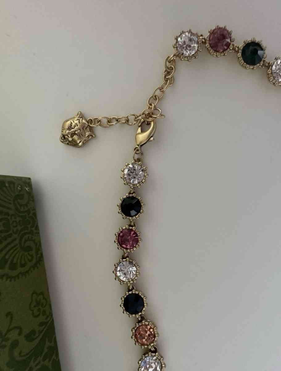 used Gucci Gold Multicor Stones Lion Necklace