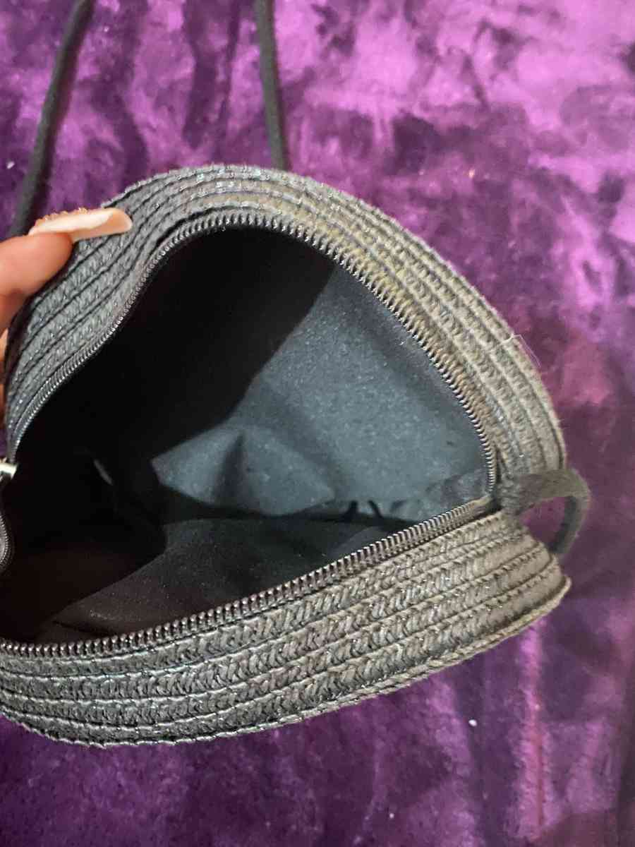 black straw purse