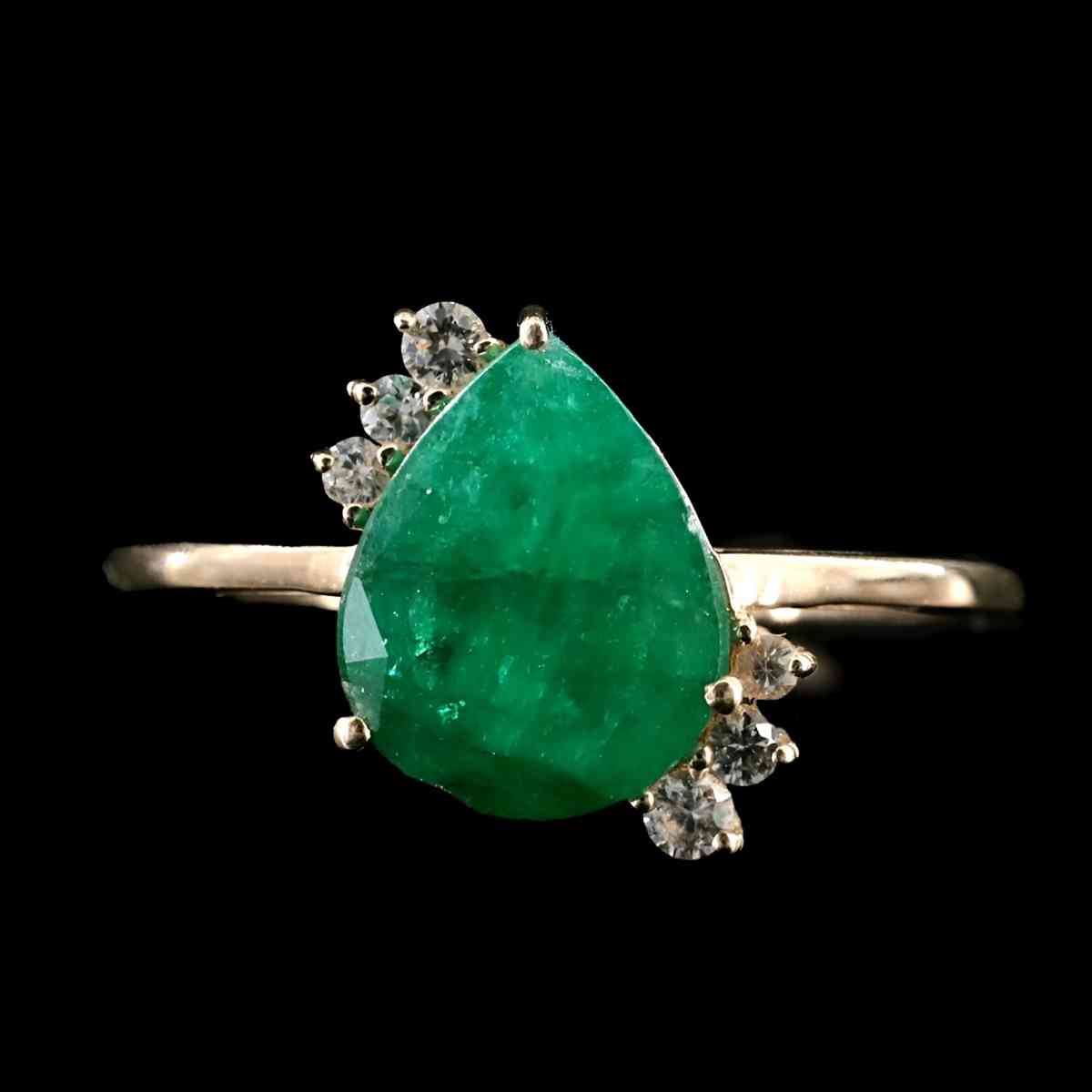 14K Genuine Emerald 1940s ring