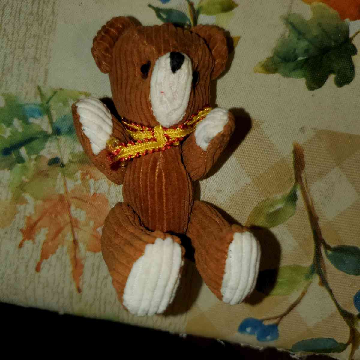 Vintage Jointed Brown Corduroy Plush Bear