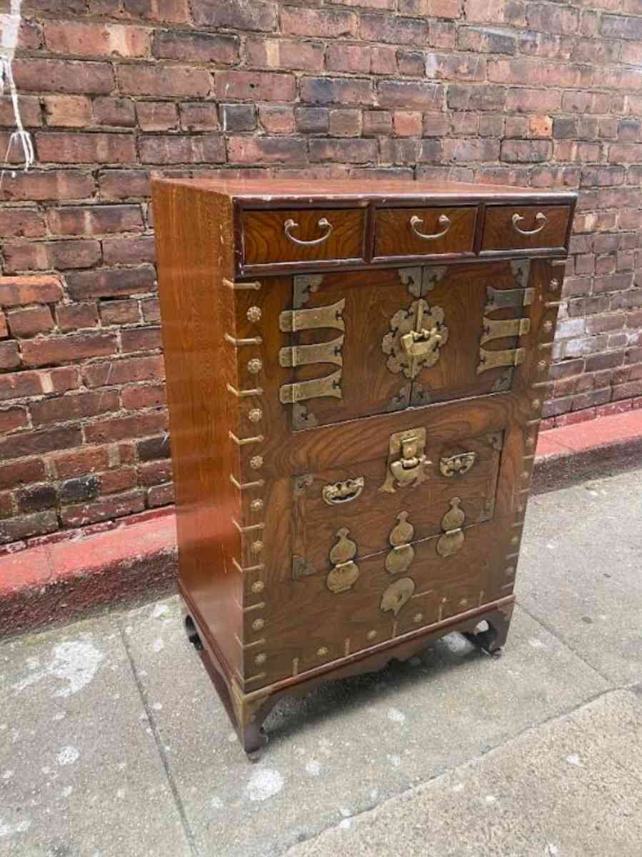 Vintage Cabinet  Solid Wood  Brass