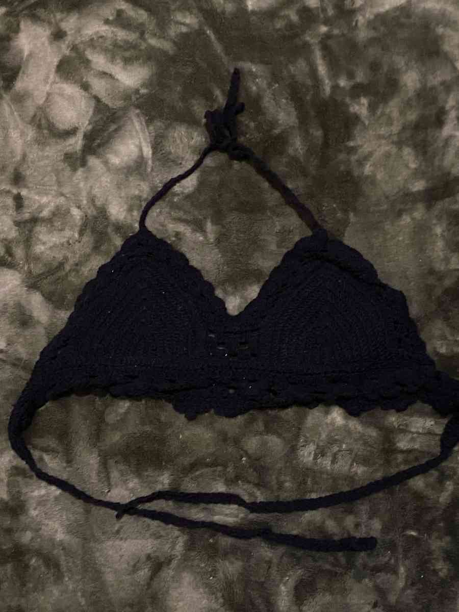 crochet black halter top