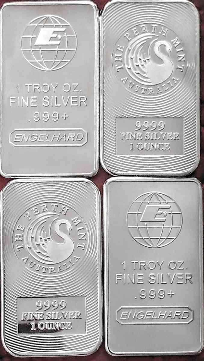 lot of 41 OUNCE SILVER bars 2 perth mint 2 Engelhard bars