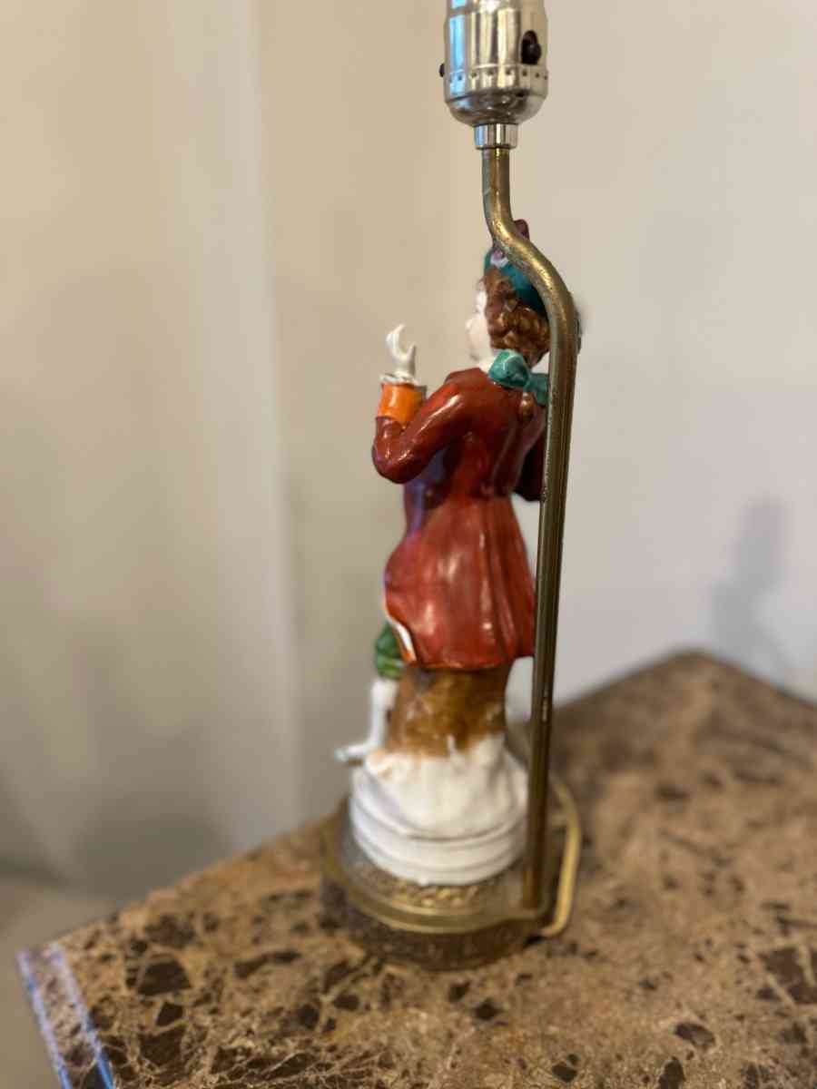 Vintage Porcelain Figurine Table Lamps Set French Man And Wo