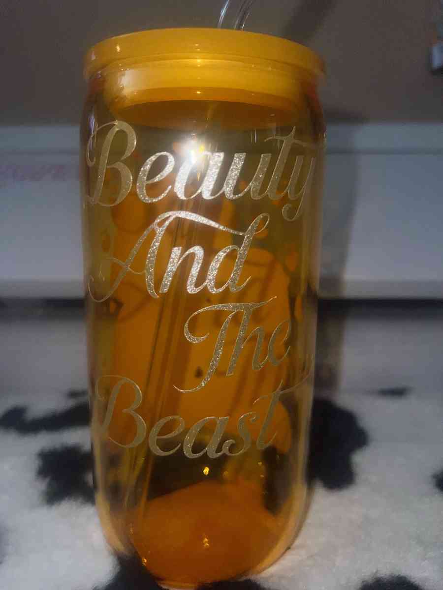 beauty and the beast glass tumbler