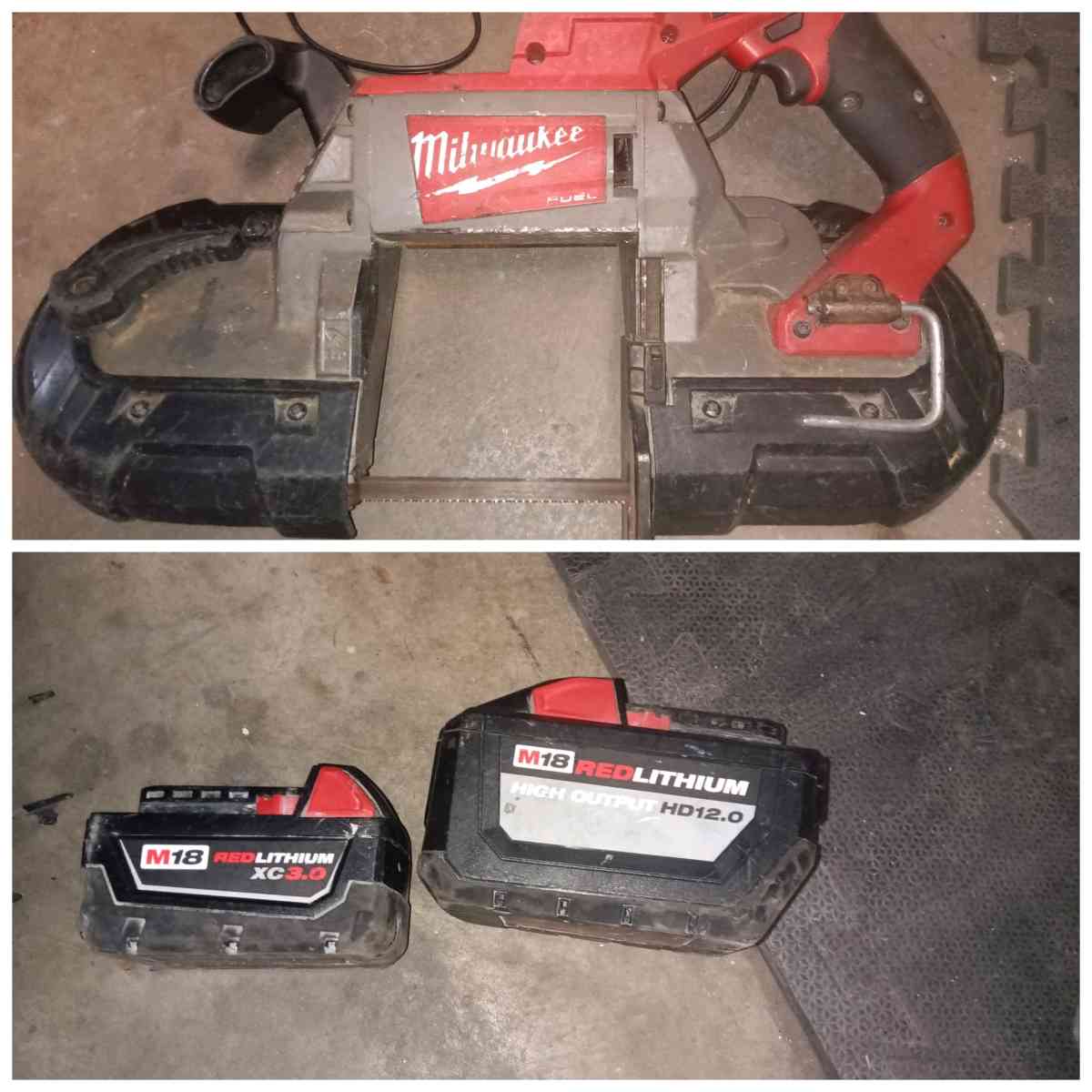 Milwaukee band saw and Batteries