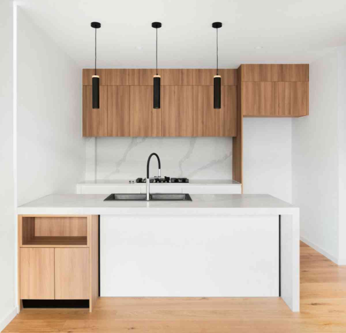 Colombian walnut small kitchen
