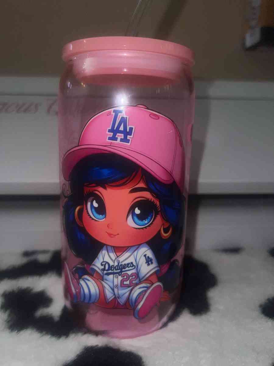princess jasmine with dodgers 16oz tumbler