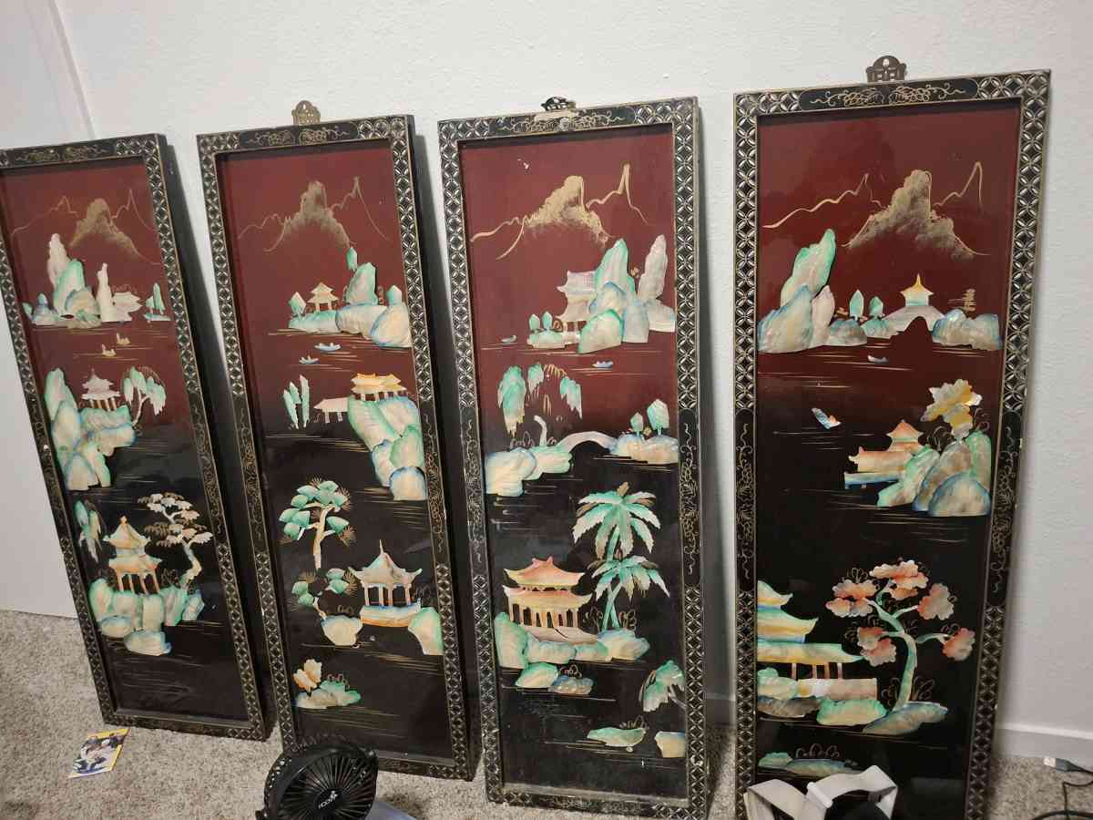 mother of pearl picture set of 4