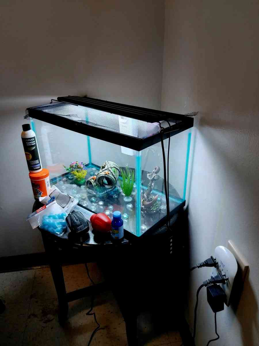 10 gallon fish tank and a goldfish kit with everything