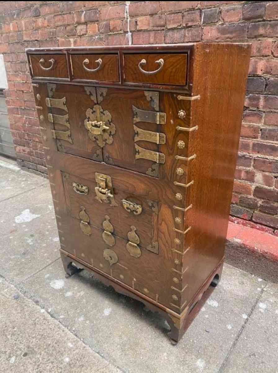 Vintage Cabinet  Solid Wood  Brass