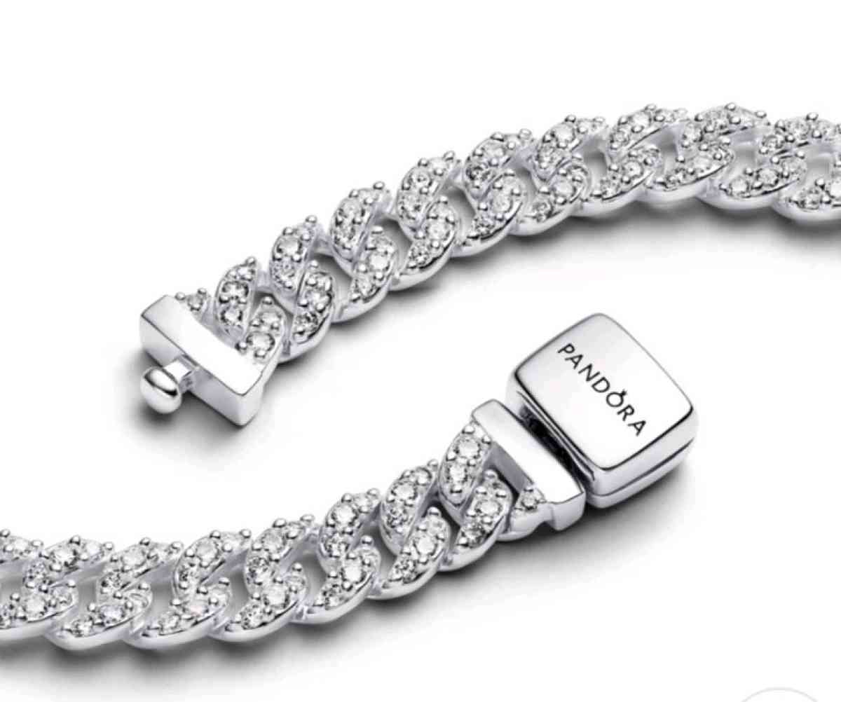 PANDORA TIMELESS PAVE CUBAN CHAIN STERLING SILVER BRACELET