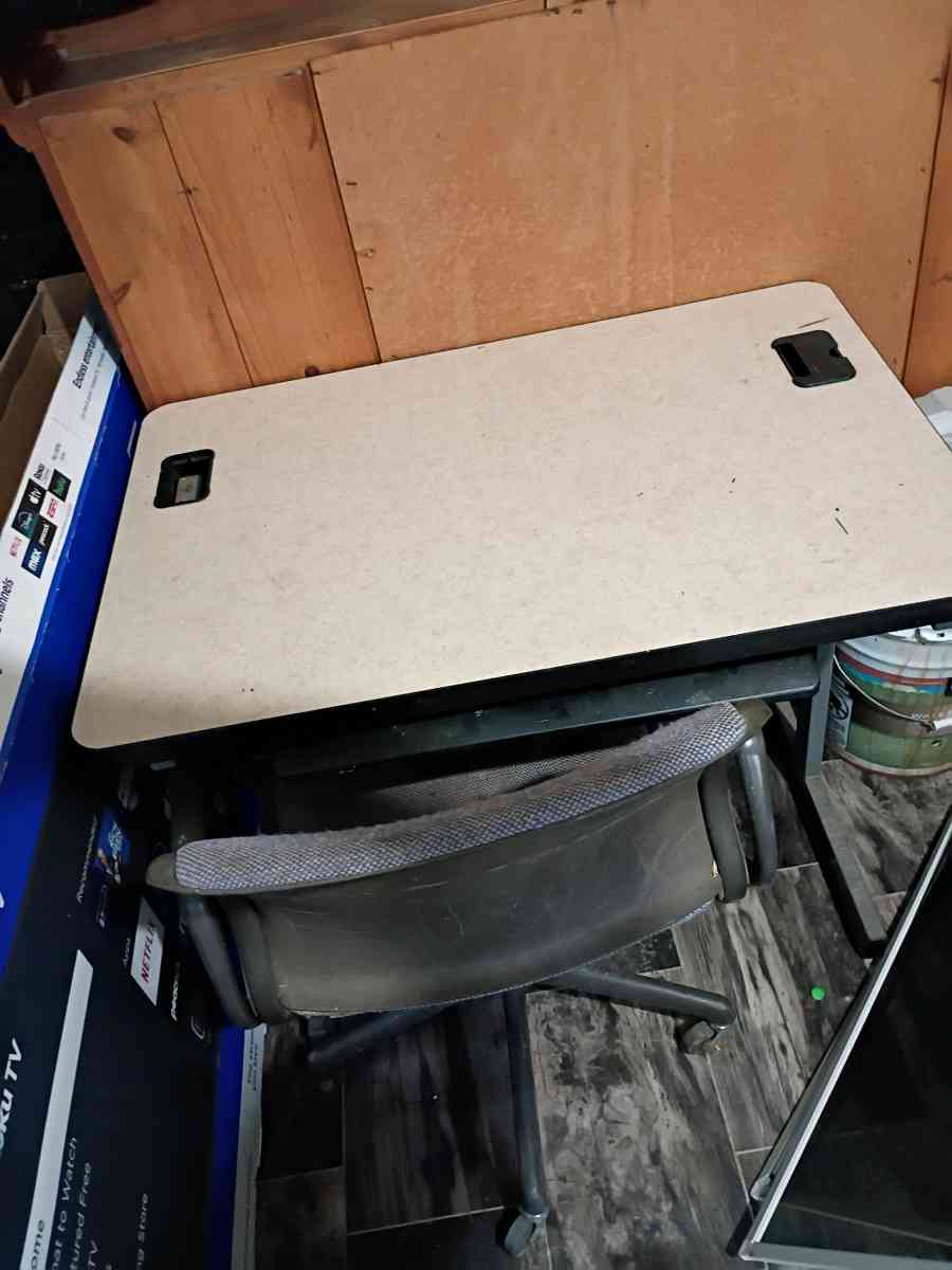 school desk with 2 chairs and office desk