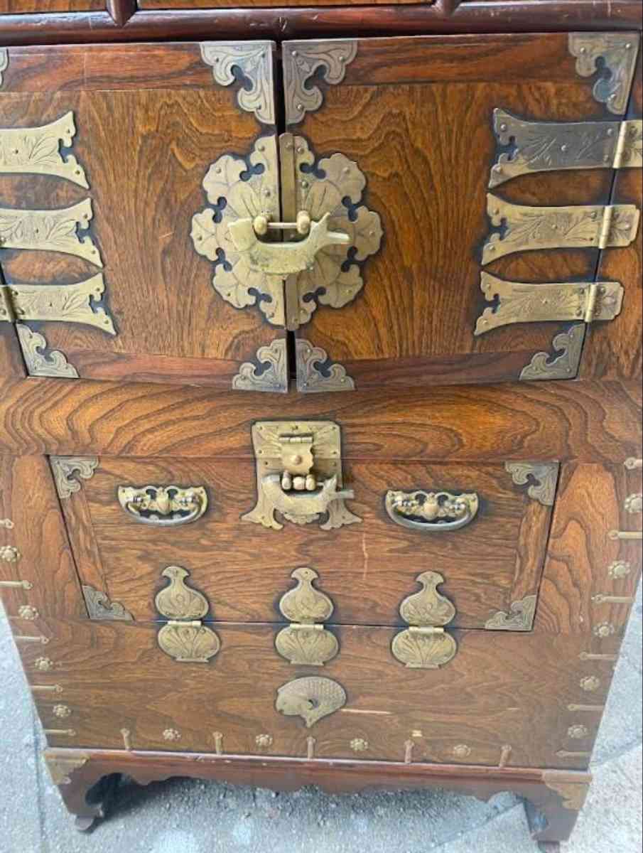 Vintage Cabinet  Solid Wood  Brass