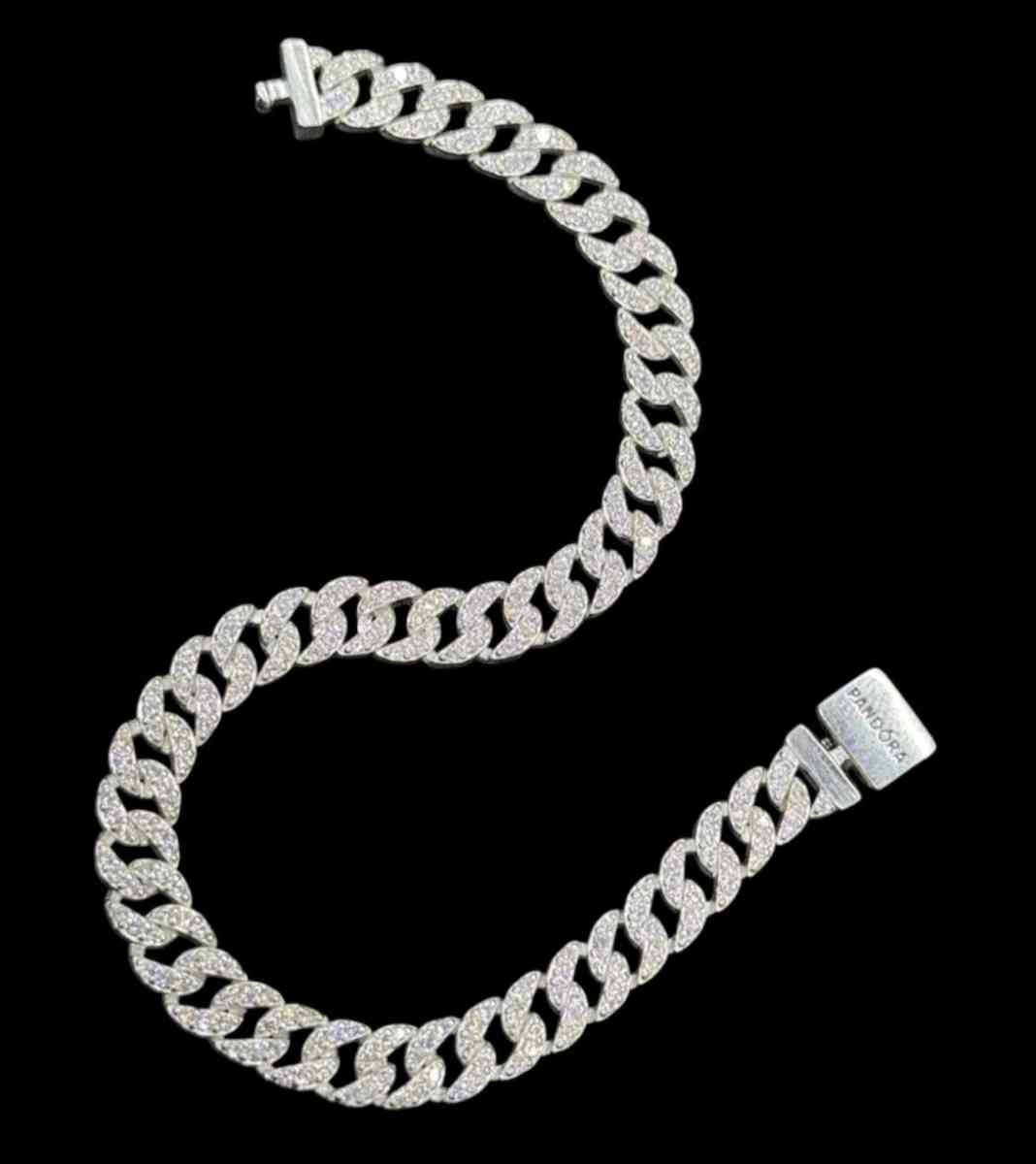 PANDORA TIMELESS PAVE CUBAN CHAIN STERLING SILVER BRACELET