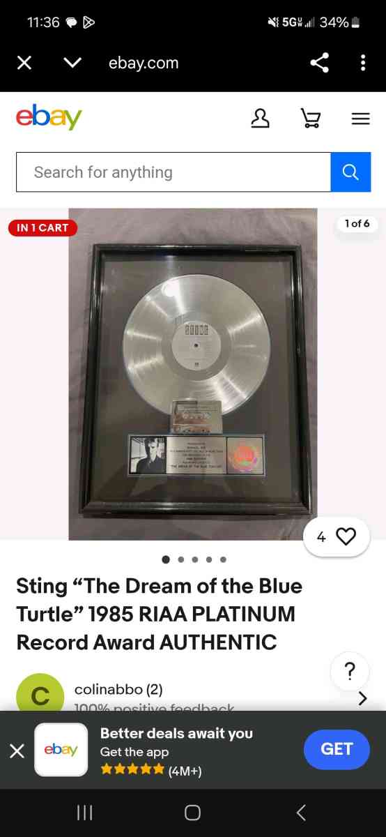 STING RIAA motown platinum music award
