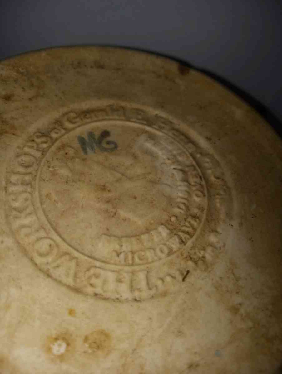 vintage blue white sponge bowl