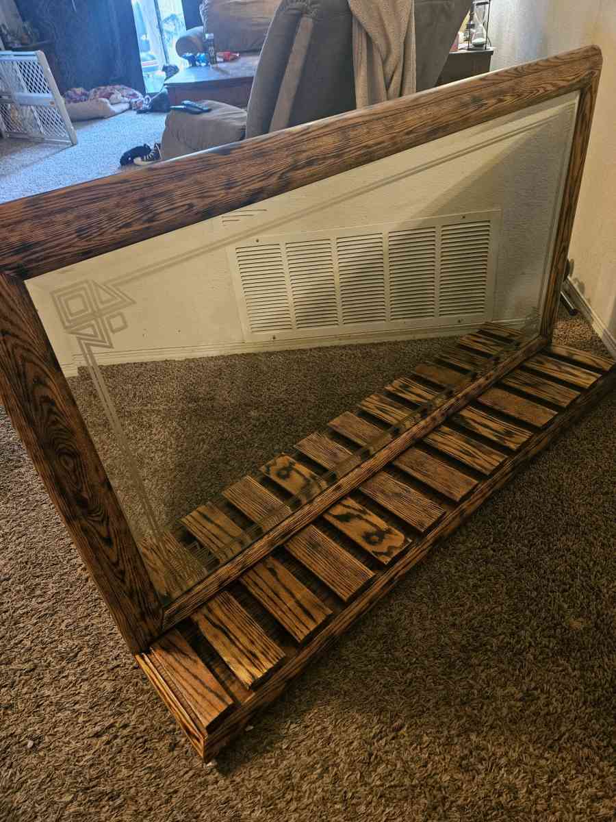 Wood Burned Bar Mirror