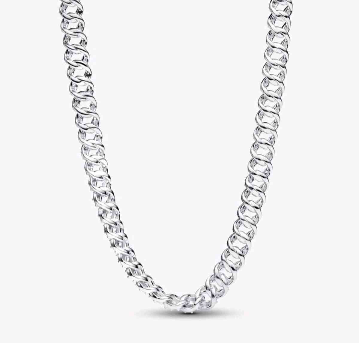 2 PIECE PANDORA TIMELESS PAVE CUBAN CHAIN BRACELET NECKLACE