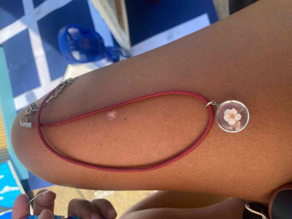 flower in a crystal necklace