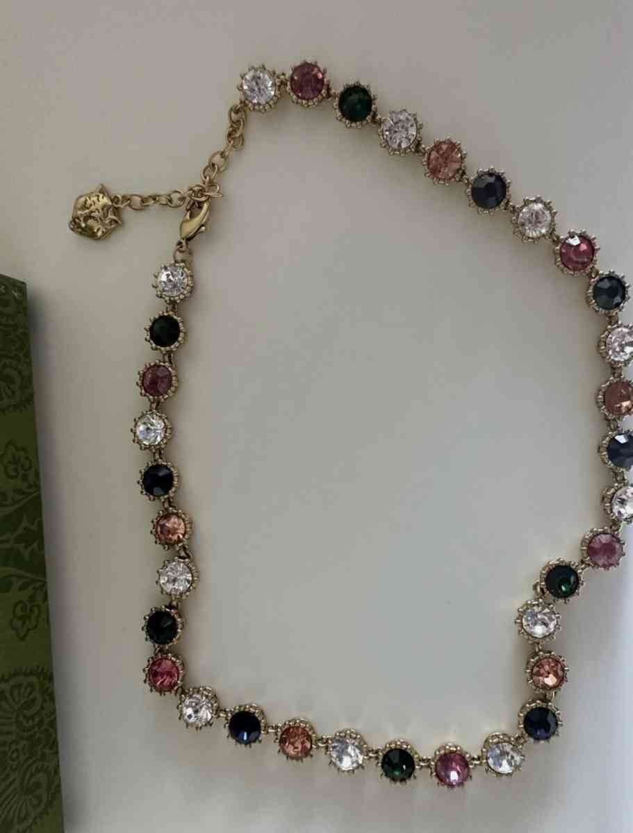 used Gucci Gold Multicor Stones Lion Necklace