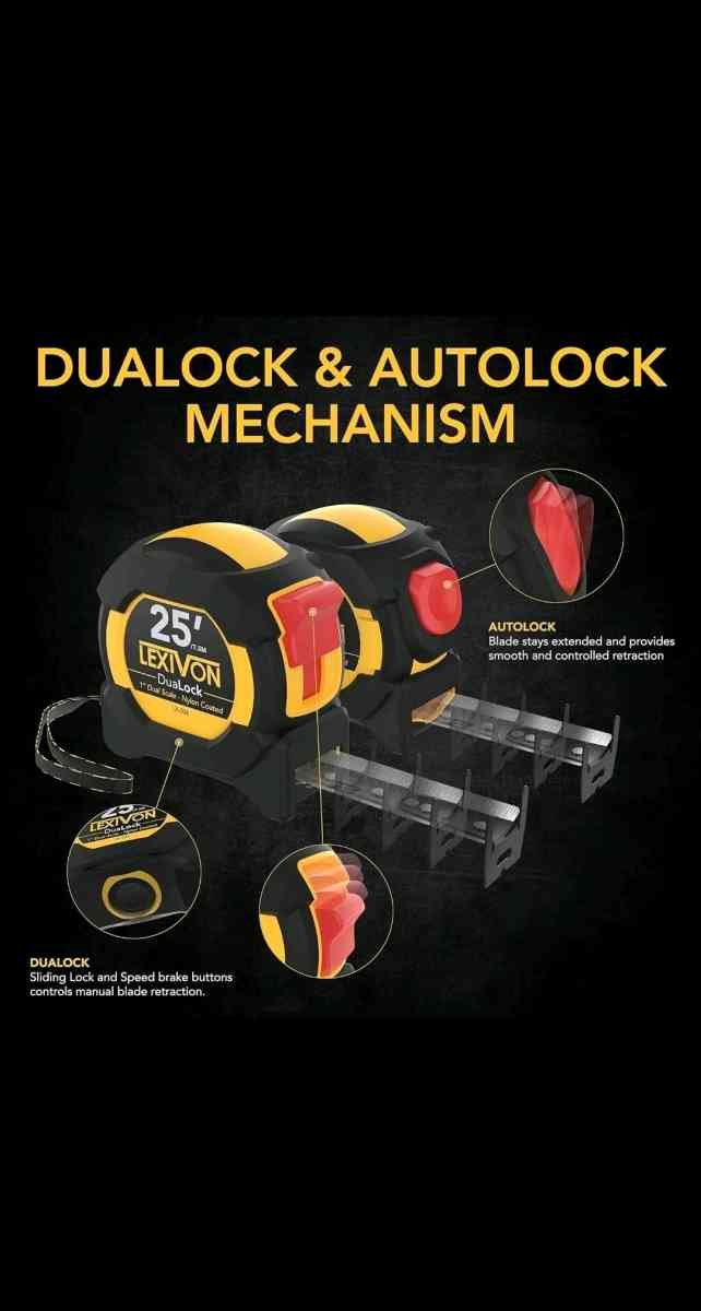 4Pack LX 204 25Ft75M Tape MeasureDualock Autolock1Inch Wide