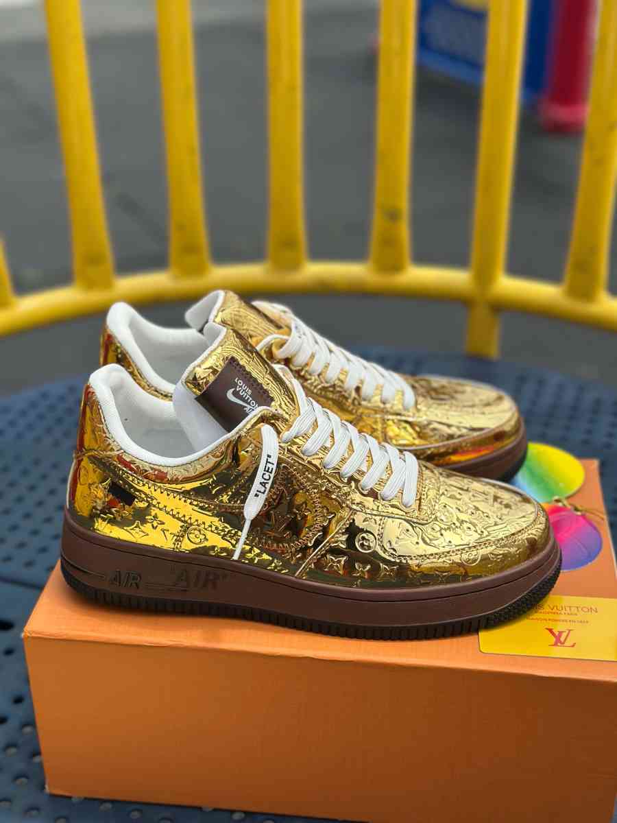 Louis Vuitton x Air Force 1 Low Metallic Gold