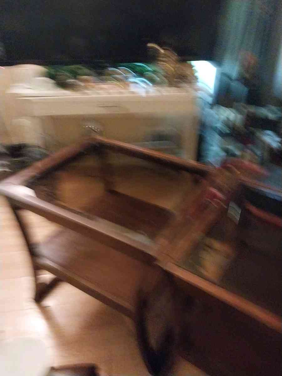 wood and glass end tables