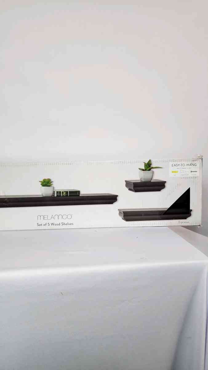 16 IN X 4 IN X 175 IN BROWN WALL MOUNTING SHELVES SET OF 5