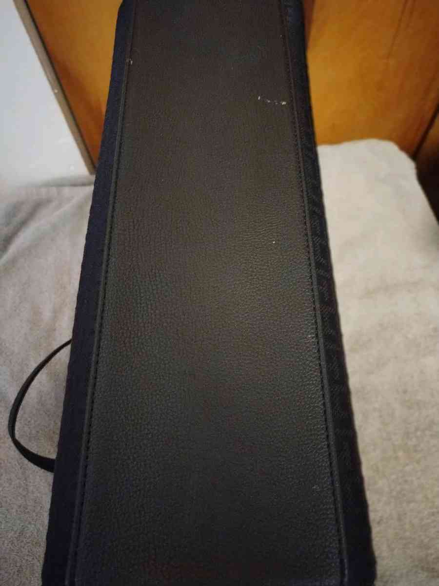 TOMMY HILFIGER Signature Black Canvas Faux Leather Shoulder