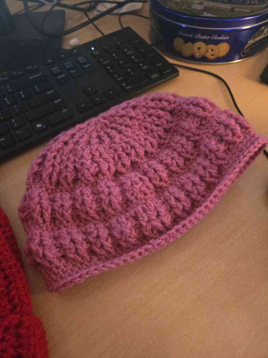 crochet pink beanie