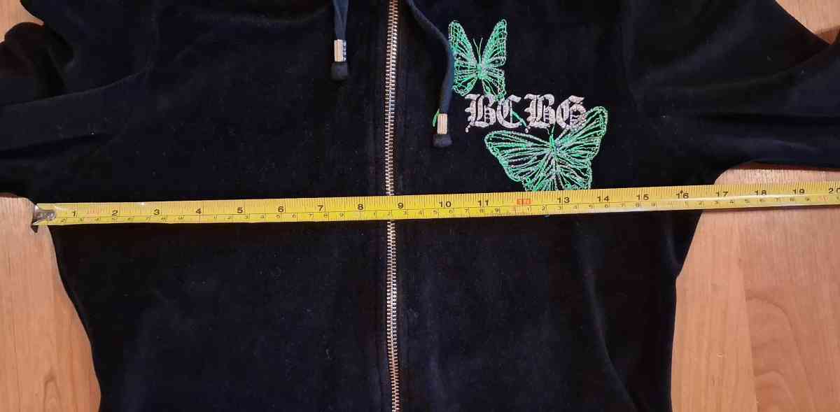 BCBGMAXAZRIA BLACK GELVET HOODIE WOMENS SMALL