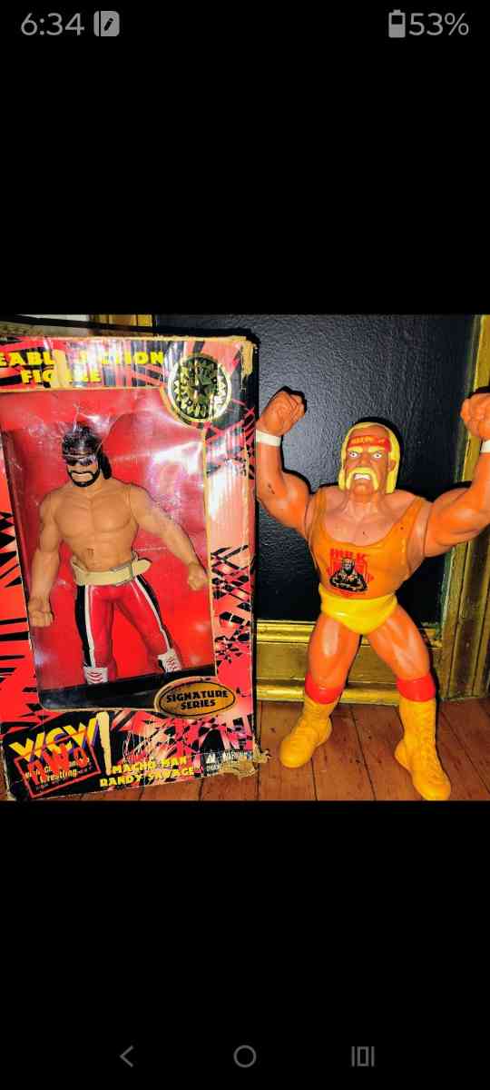 Vintage 12in machoManRandySavage and 12in talking hulk Hogan