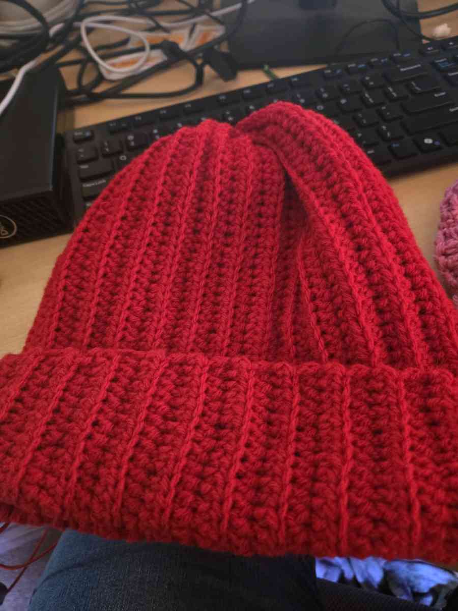 crochet red beanie