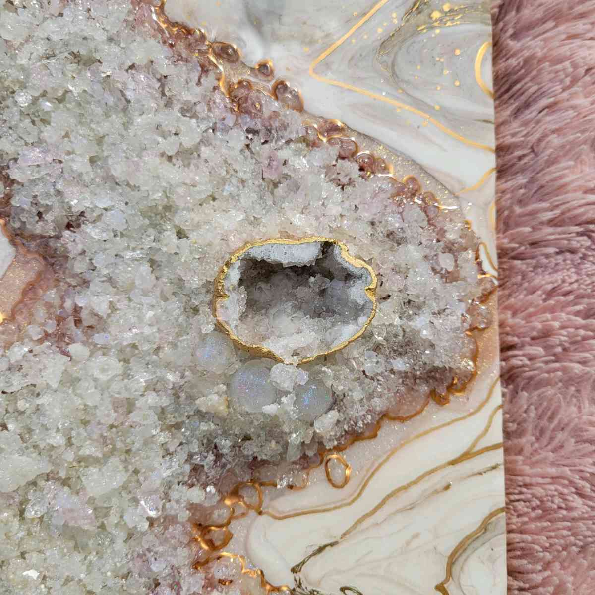 Pink Amethyst Geode Wall Art