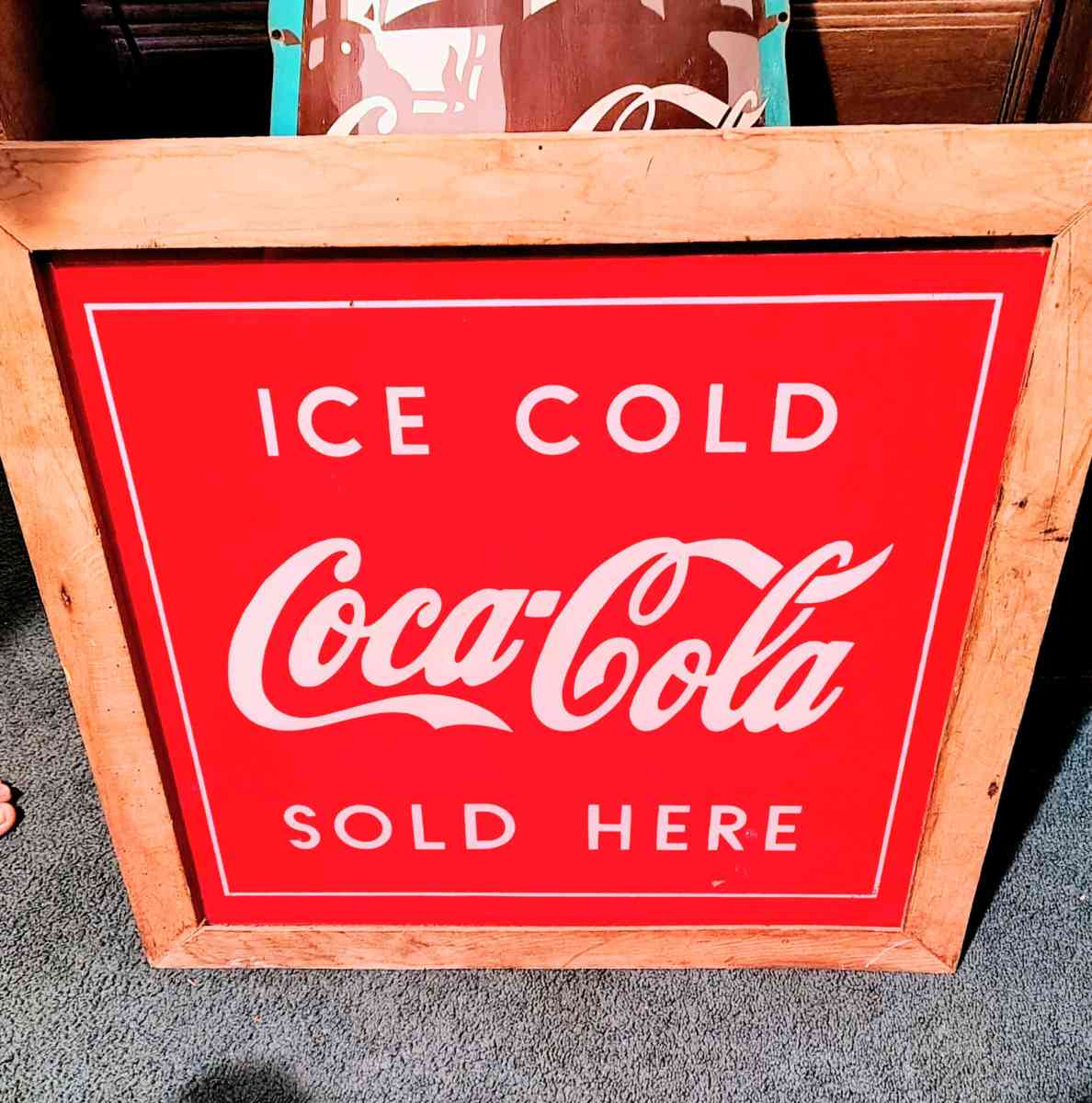 Coca Cola vintage glass framed sign