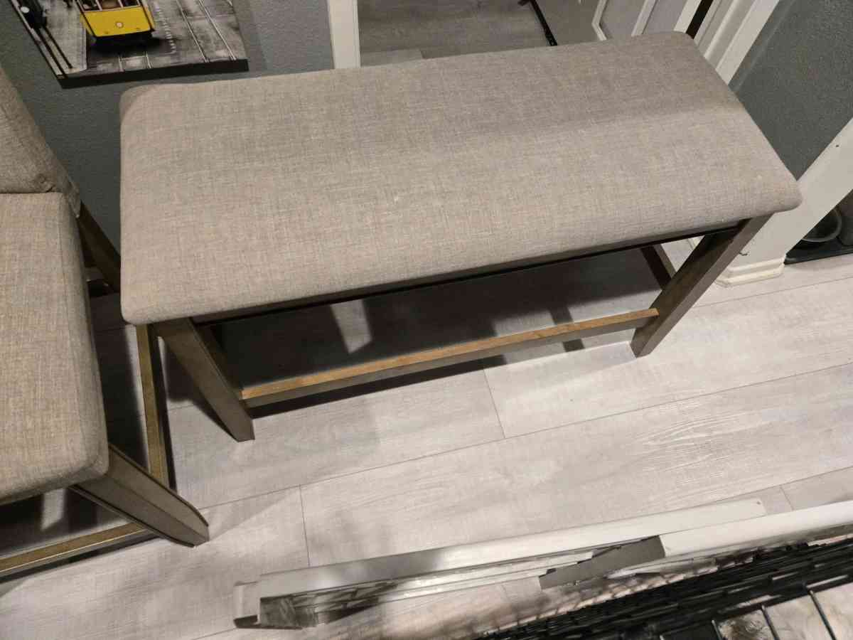 Hyland Brown Grey 48 CounterHeight Table Set w Lazy Susan