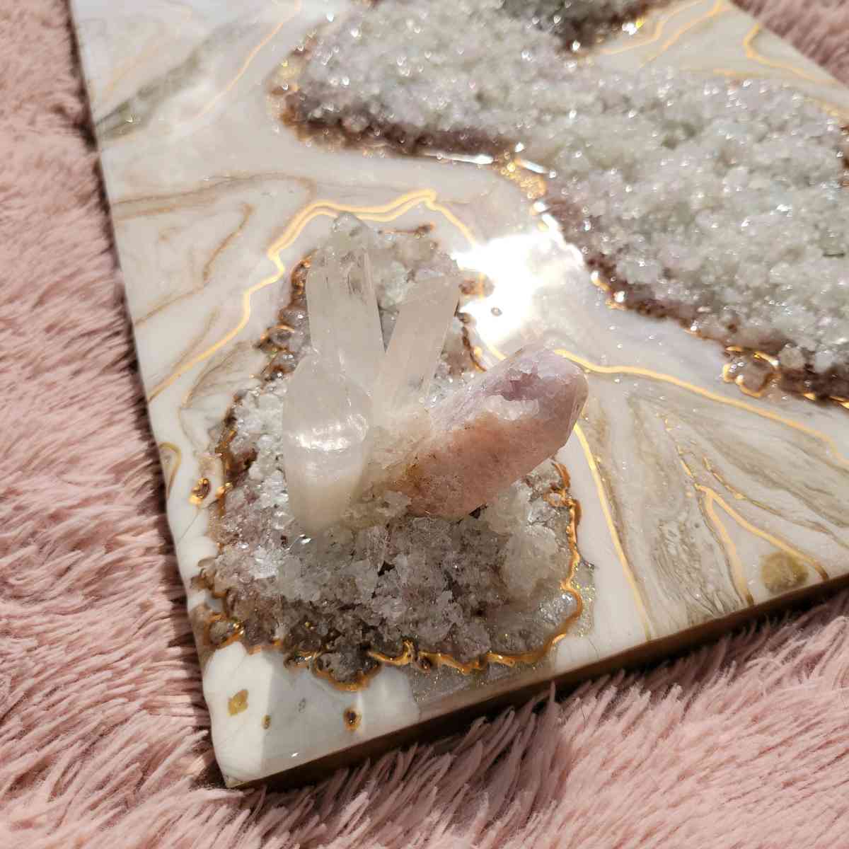 Pink Amethyst Geode Wall Art